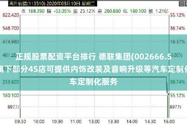 正规股票配资平台排行 德联集团(002666.SZ)：旗下部分4S店可提供内饰改装及音响升级等汽车定制化服务