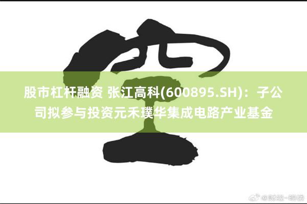 股市杠杆融资 张江高科(600895.SH)：子公司拟参与投资元禾璞华集成电路产业基金