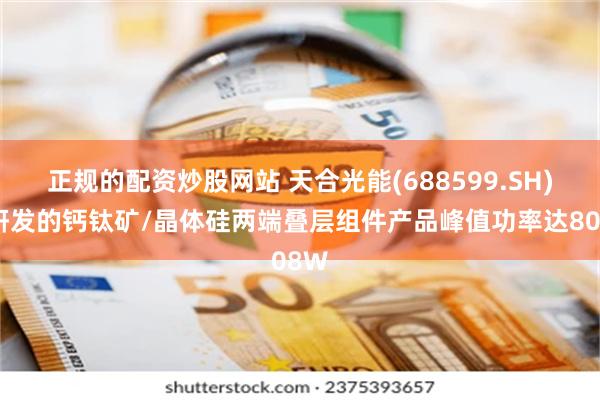 正规的配资炒股网站 天合光能(688599.SH)：研发的钙钛矿/晶体硅两端叠层组件产品峰值功率达808W