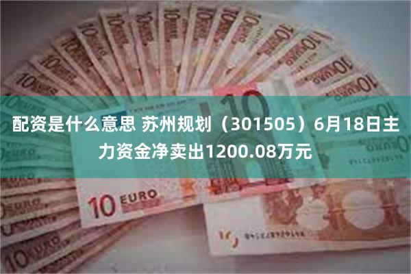 配资是什么意思 苏州规划（301505）6月18日主力资金净卖出1200.08万元