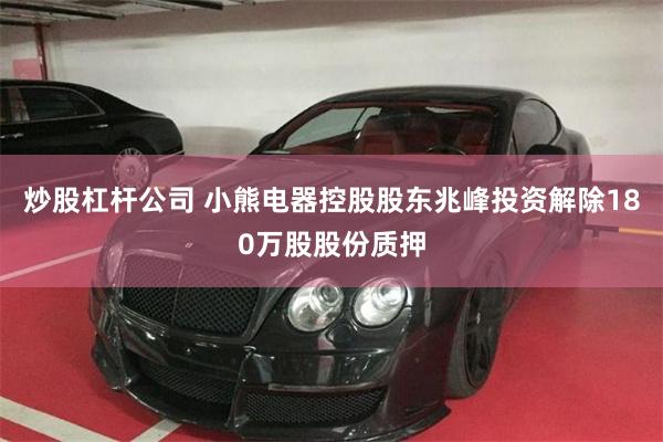 炒股杠杆公司 小熊电器控股股东兆峰投资解除180万股股份质押