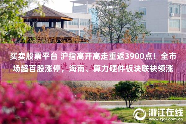 买卖股票平台 沪指高开高走重返3900点！全市场超百股涨停，海南、算力硬件板块联袂领涨