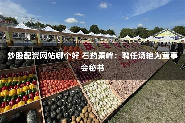 炒股配资网站哪个好 石药景峰：聘任汤艳为董事会秘书